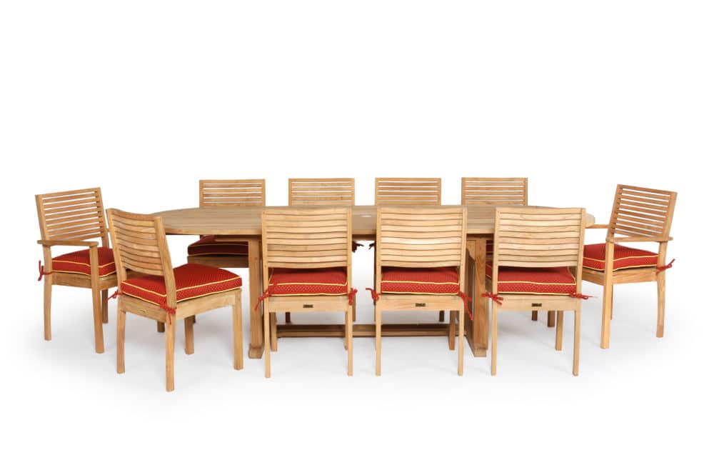 Product Photography of a set of a large teak dining set