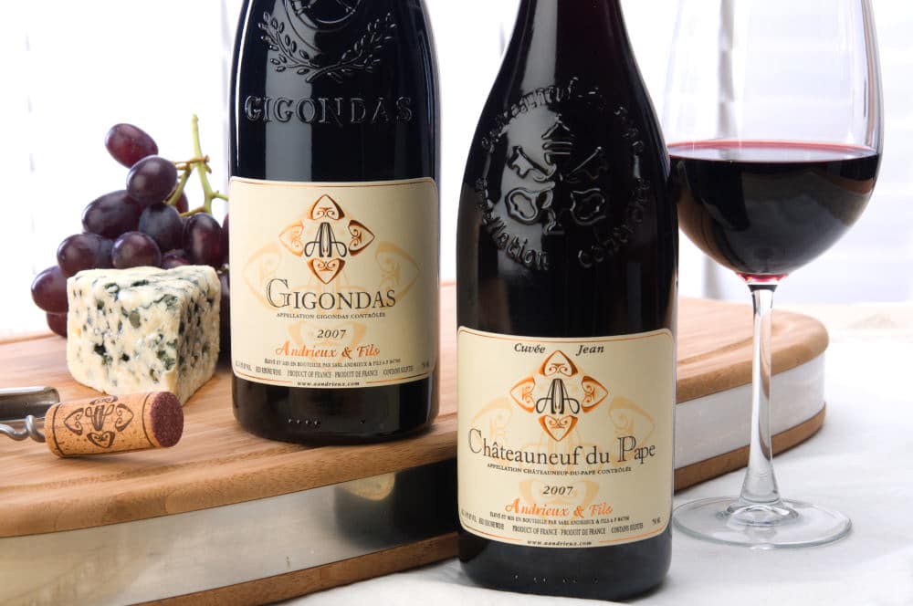 Food Photography of French cheese and wine