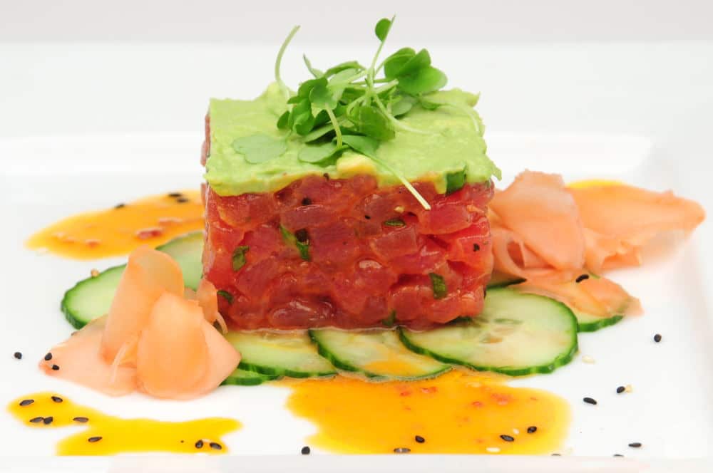 Food Photography of tuna tartar and ginger