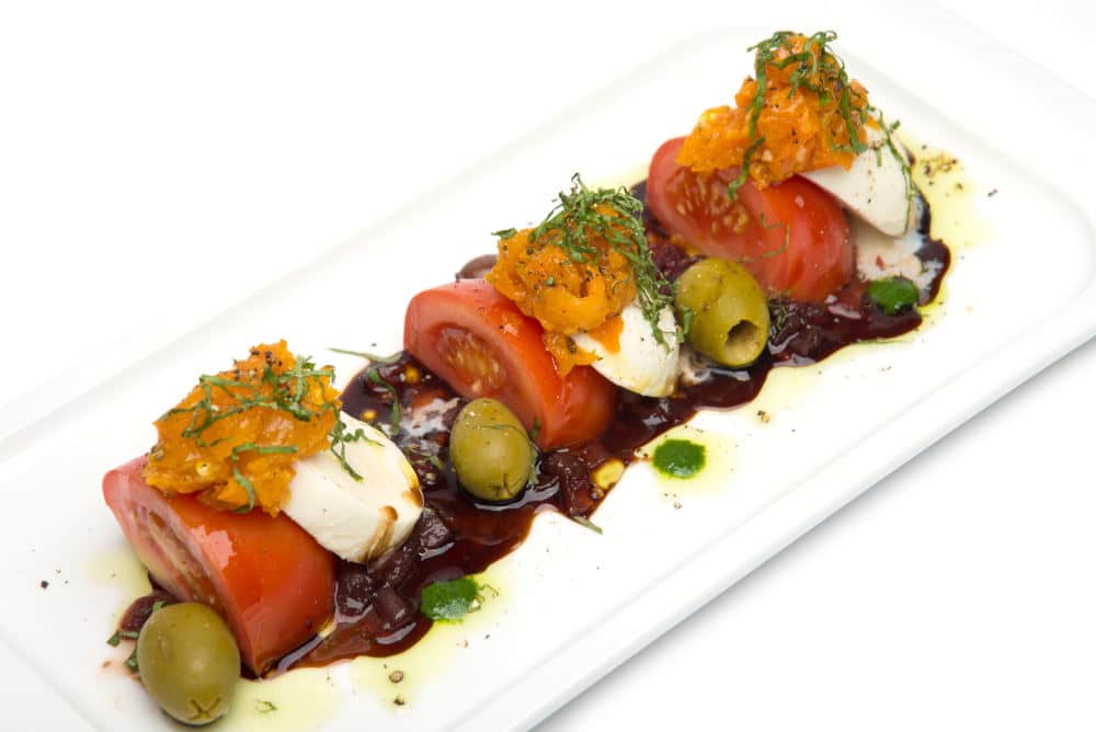 Food Photography of tomato and cheese plate