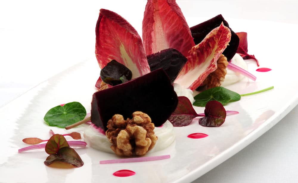 Food Photography of a colorful beat and cheese plate