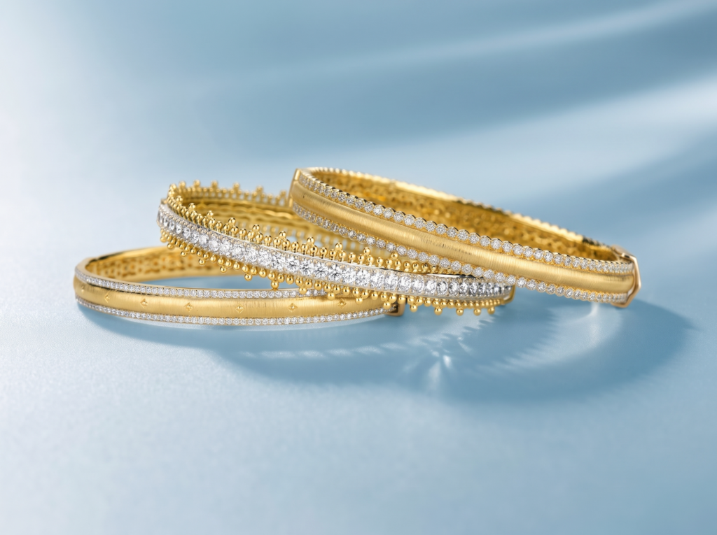gold diamond bangle bracelets commercial photography irvine